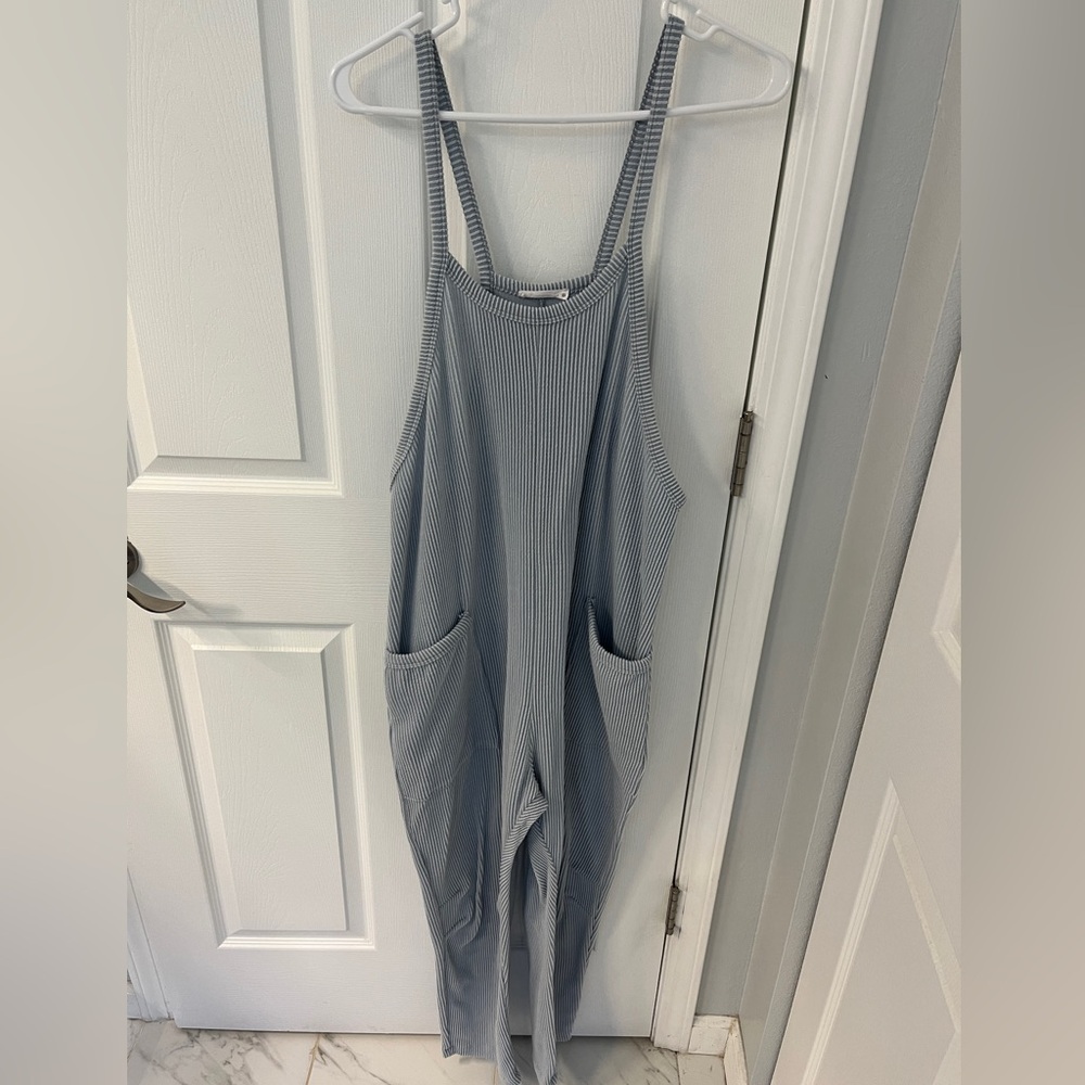 Elegant Blue Striped Jumpsuit